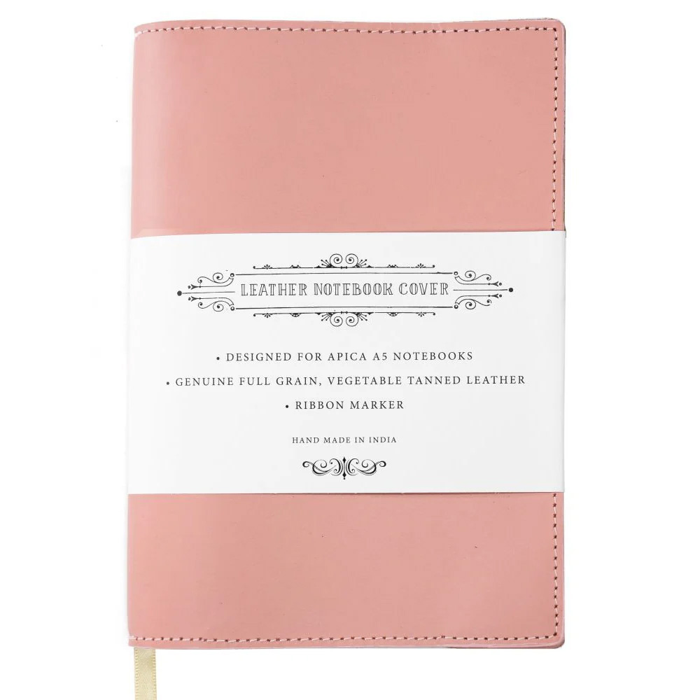 Apica A5 Notebook with Leather Jacket Dusky Pink